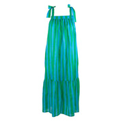 Chloe Shoulder Tie Sun Dress in Garden Cabana Stripe