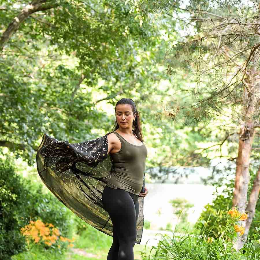 Black Modern Women's Kimono Robe - Beach Coverup | Mansa