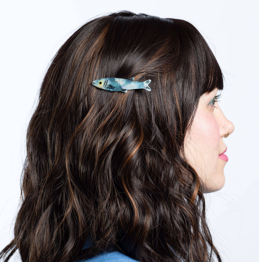 Blue Sardine Alligator Hair Clip Set