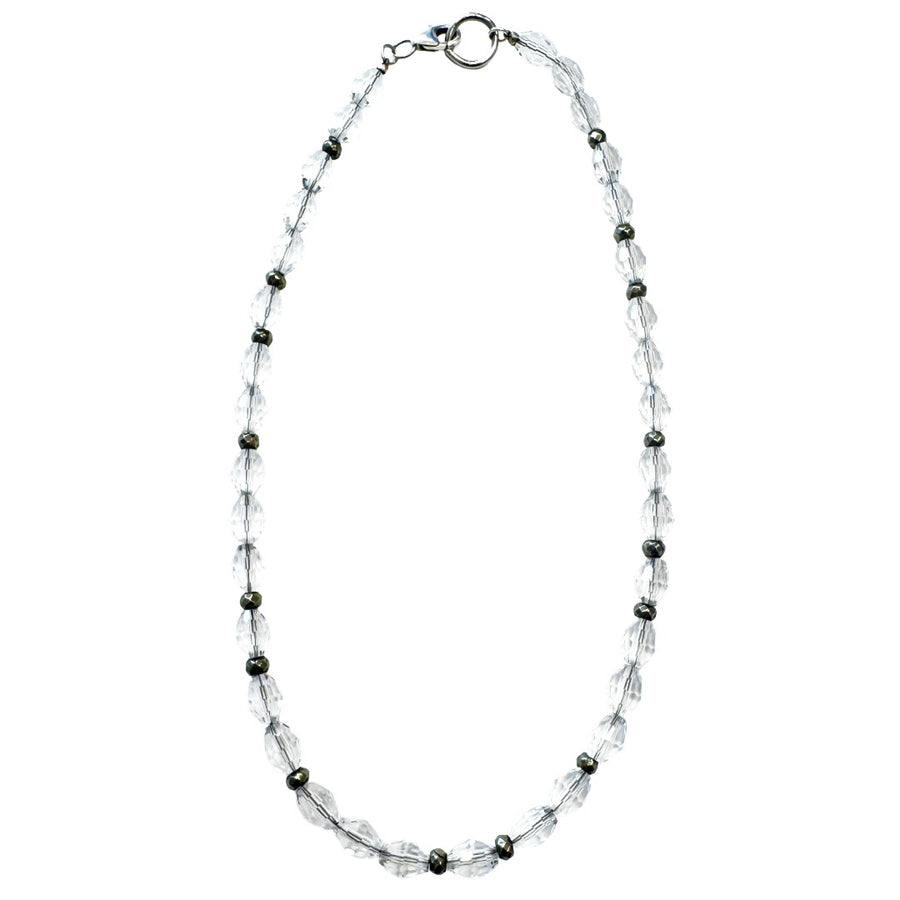 Vintage Crystal Beads and semiprecious Pyrite stones - necklace