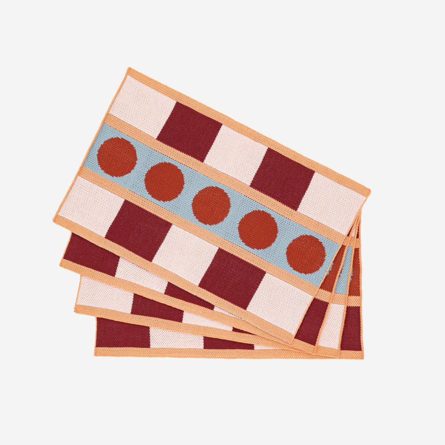 Stripe Dot Placemat Set: Ruby