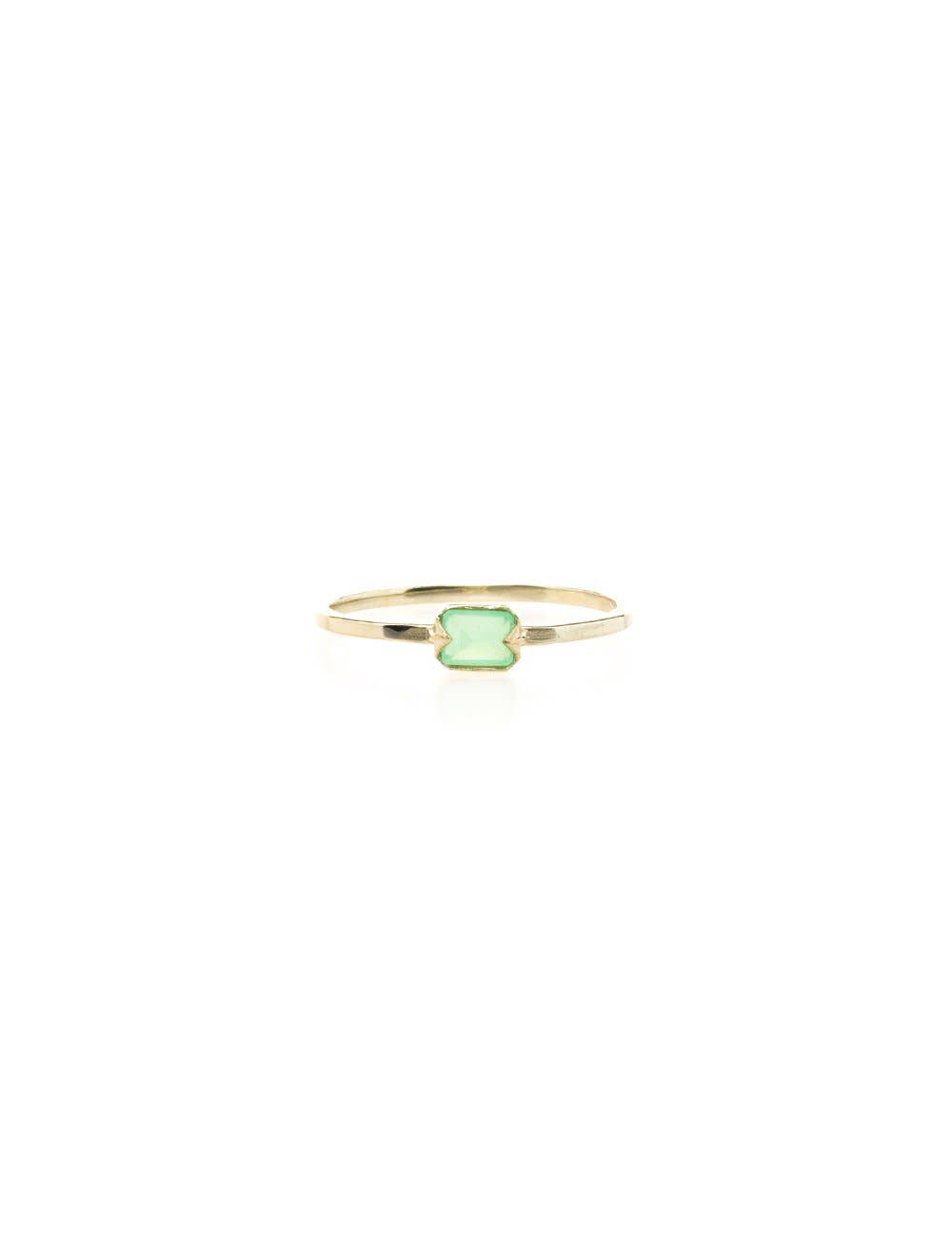 Far Out Ring - recycled sterling, recycled gold, Chrysoprase, Moonstone, Chalcedony