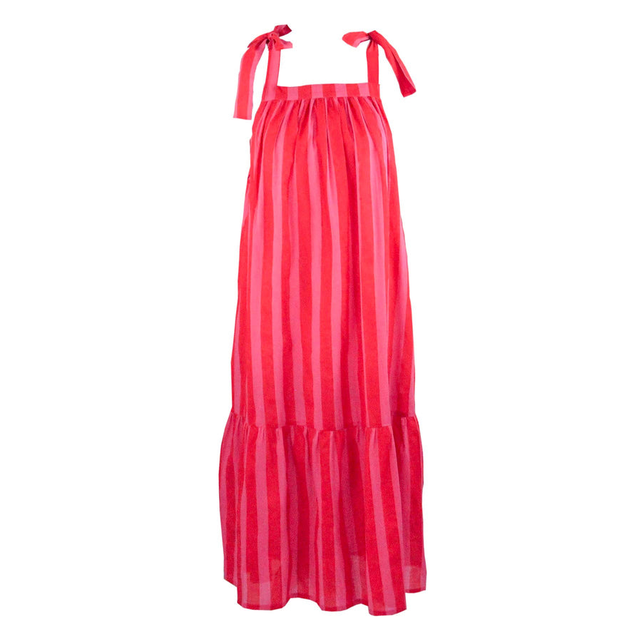 Chloe Shoulder Tie Sun Dress in Bloom Cabana Stripe