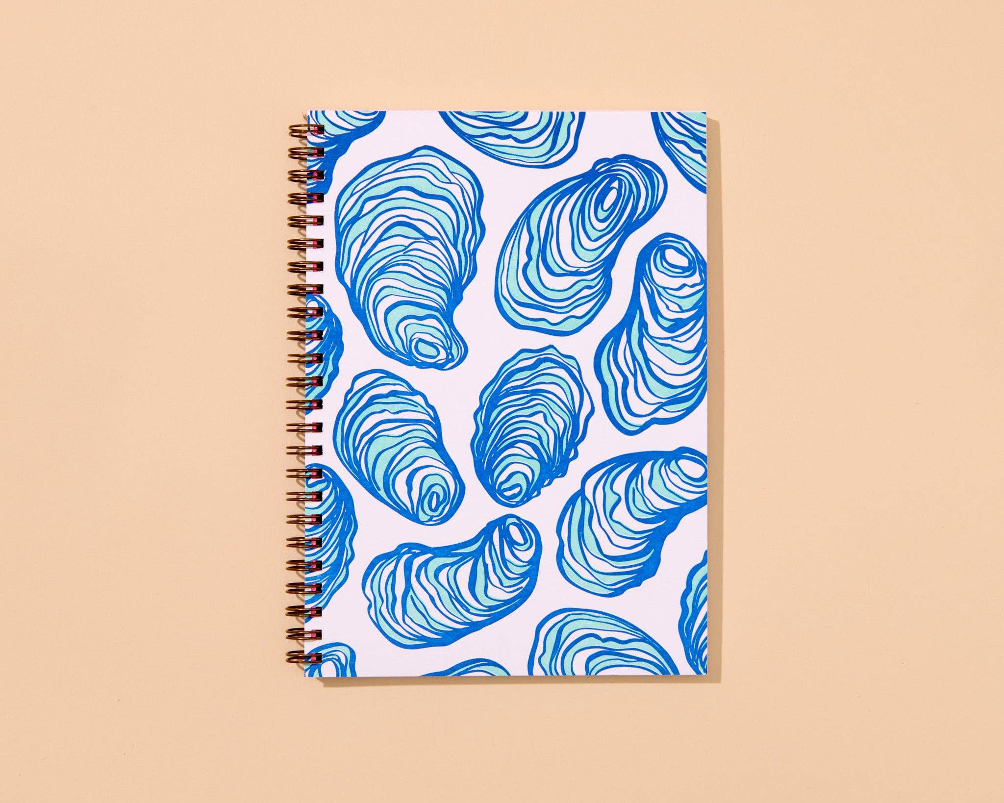 Oysters Letterpress A5 Spiral Notebook - Made in USA - Seafood, Shellfish, Foodie, Ocean, Beach, Coastal - Back to School, Dinner Party, Housewarming Gift, Christmas Gift, Stocking Stuffer