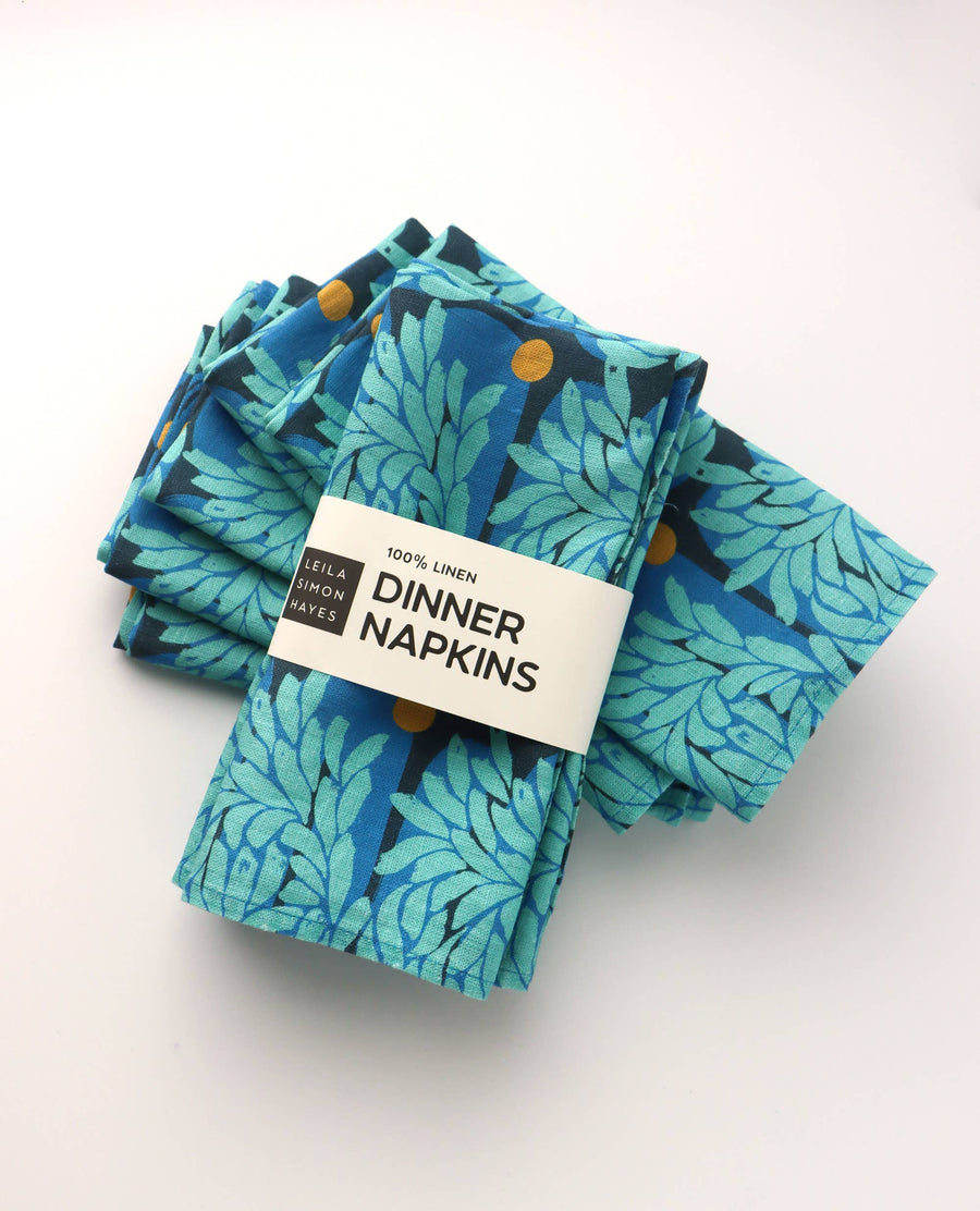 Murmuration linen napkin, blue, SET OF 4