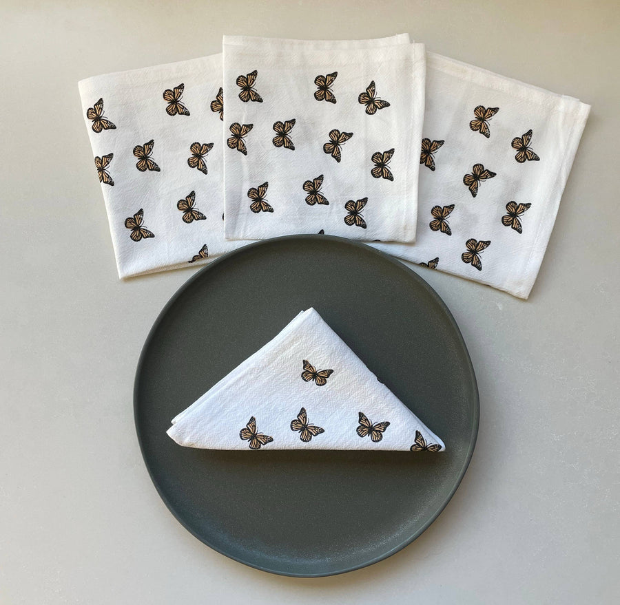 Cotton cloth napkins SET OF 4 -Butterfly