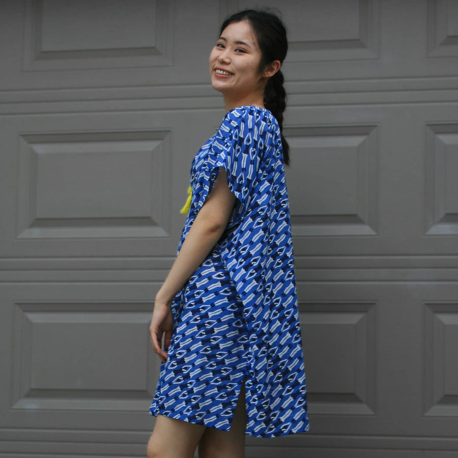 Daphne Kaftan and Tunic Top in Cobalt Swimmers