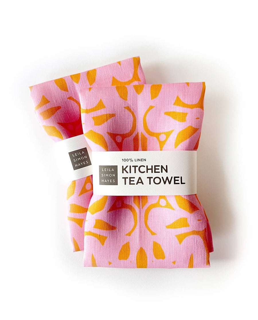 Trellis Tea Towel, pink
