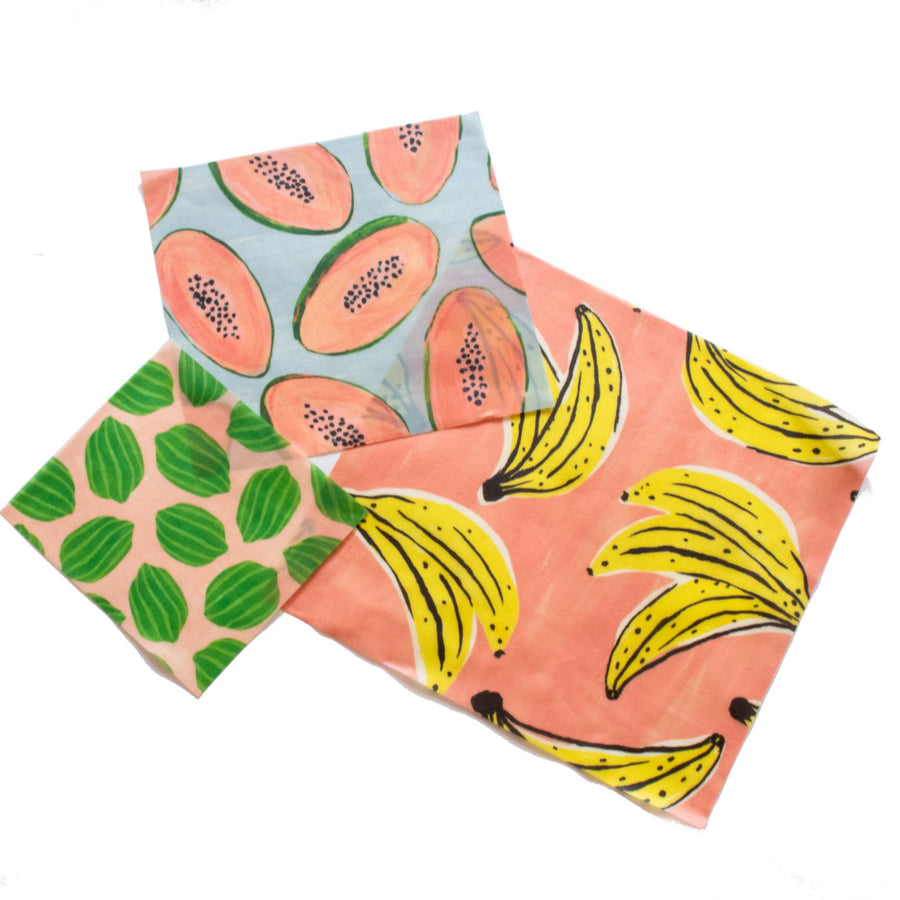 Fruit print Beeswax wrap set 3 pack