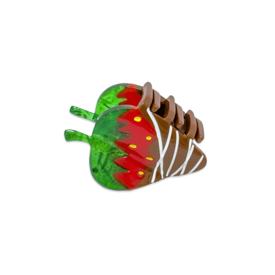Mini Chocolate Covered Strawberry Hair Claw Clip