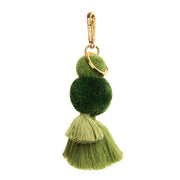 Pom Pom & Tassel Keyring / Bag charm - Moss Green