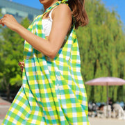 Mimi Shoulder Tie Sun Dress in Citrus Gingham