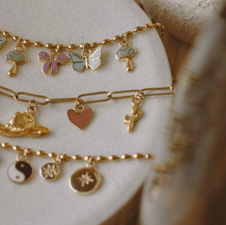 Pink Heart Charm in sterling silver