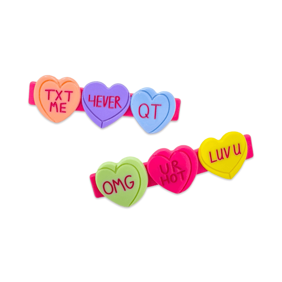 Eco-friendly Candy Hearts Valentine's Day Alligator Hair Clip Set