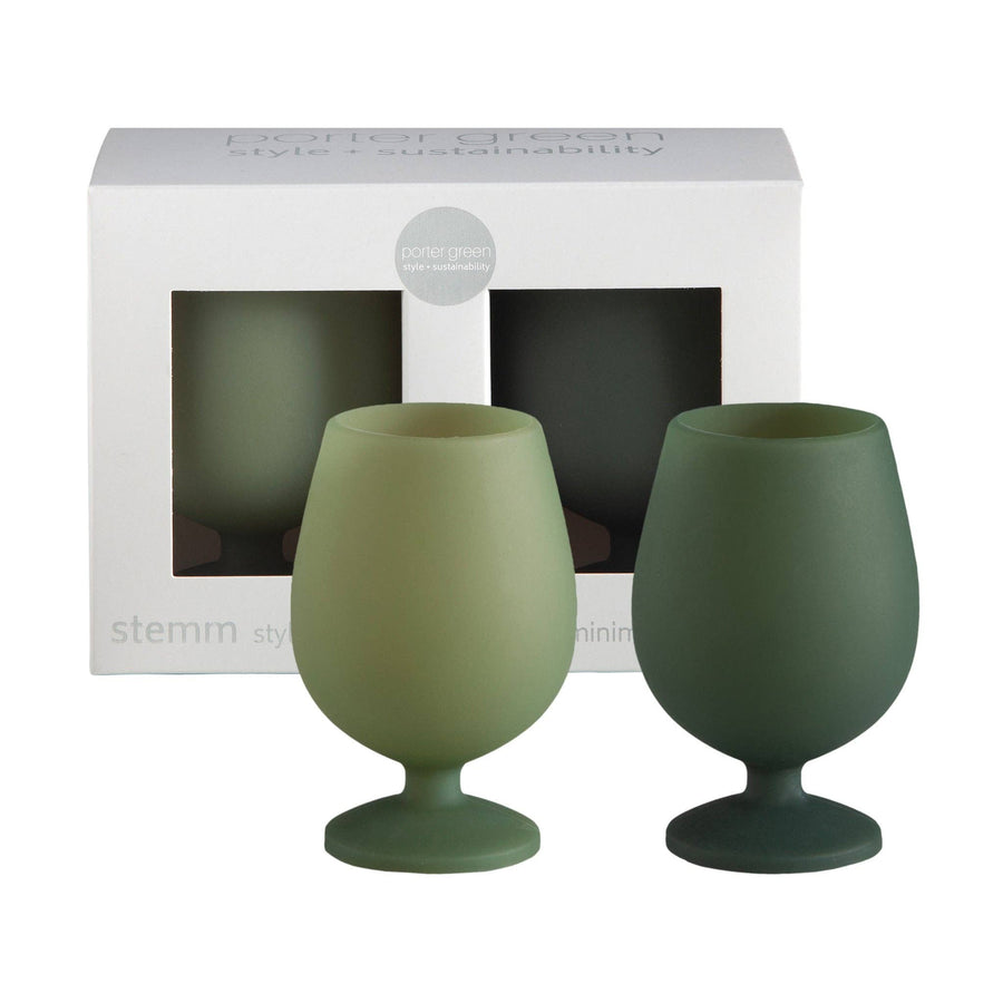 Sage + olive | stemm | silicone unbreakable wine glasses