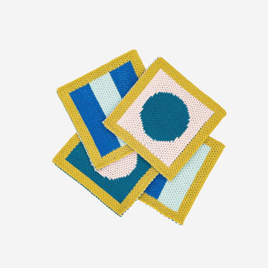 Stripe Dot Knit Coaster Set