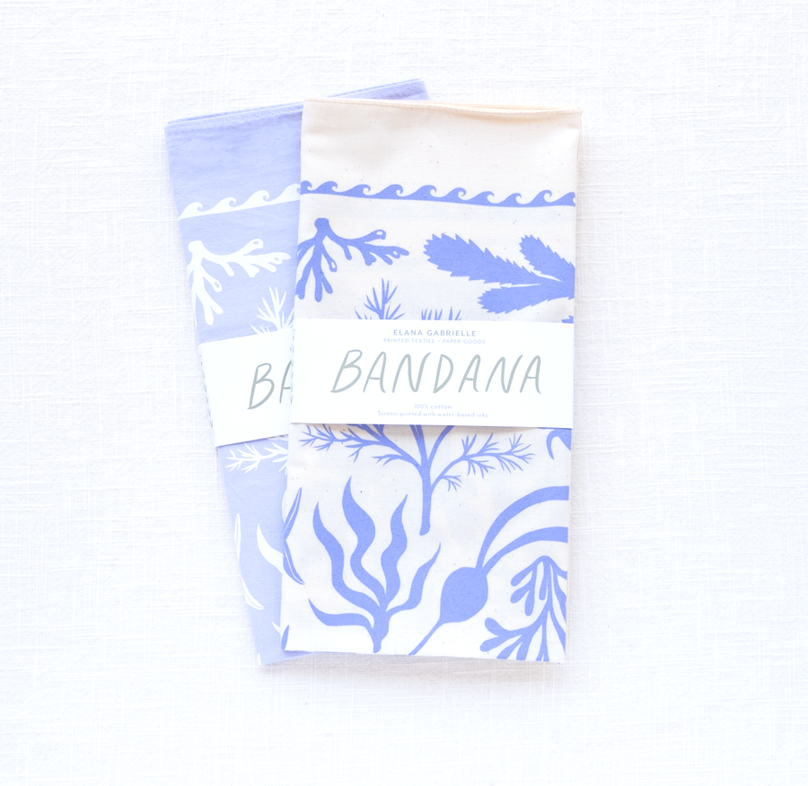 Tides Bandana: White on Stone