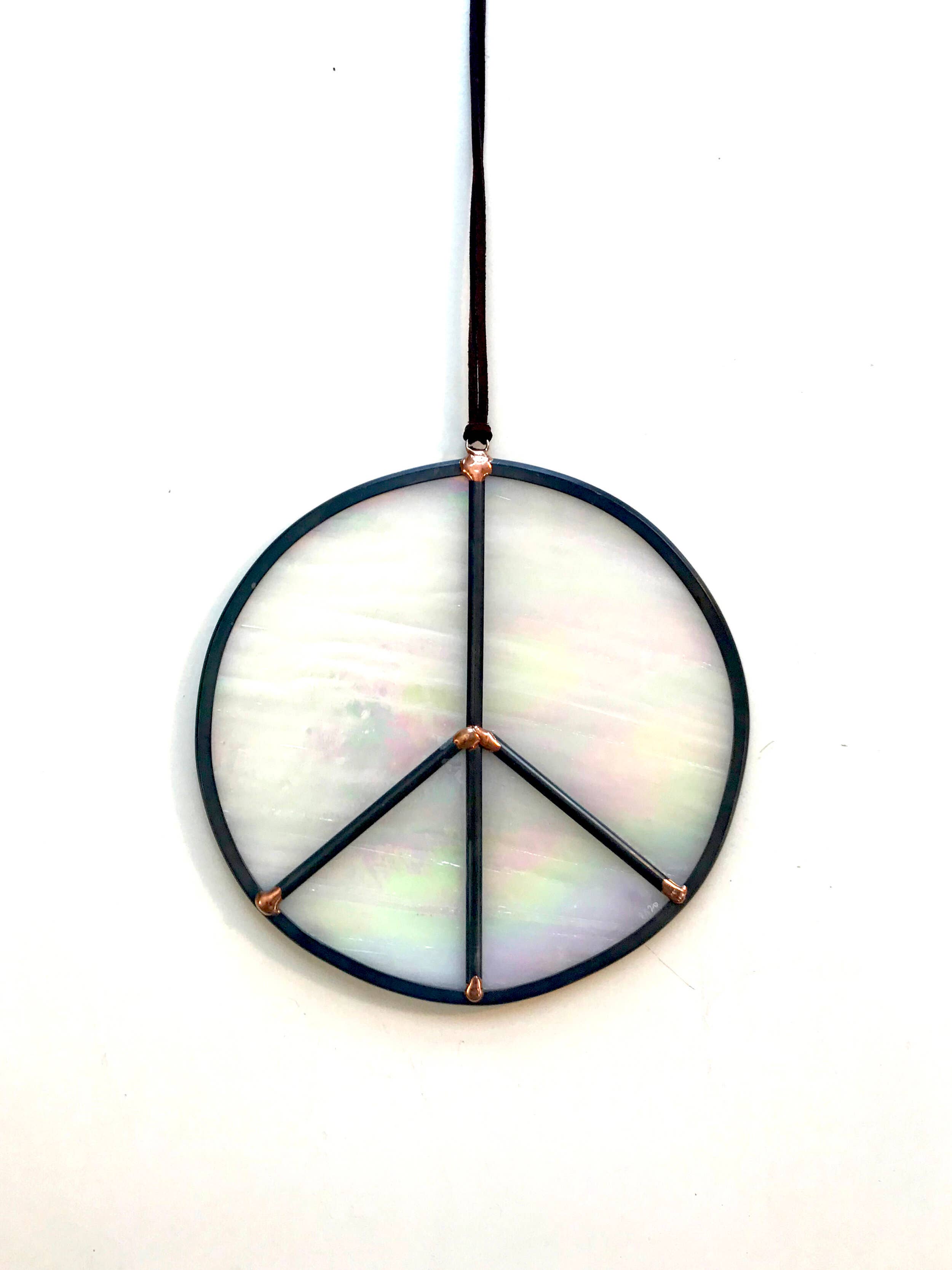 Stained Glass Peace Full White Iridescent 6"