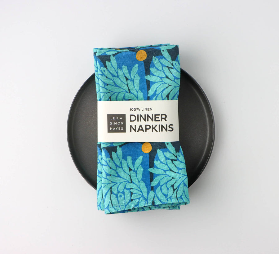 Murmuration linen napkin, blue, SET OF 4