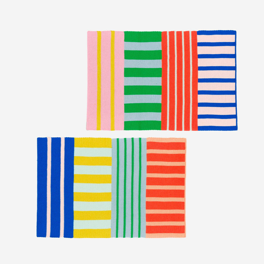 Patchwork Stripe Knit Placemat Set