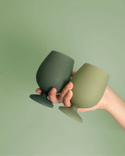 Sage + olive | stemm | silicone unbreakable wine glasses