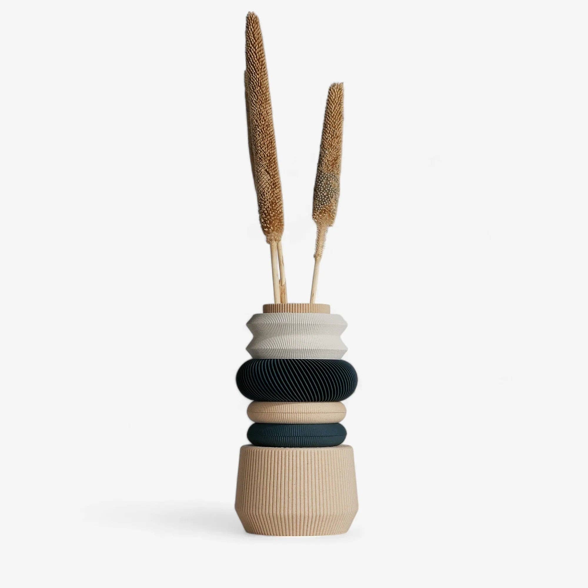 Lagune Modular Vase - Navy Blue Sand White - Coastal Decor