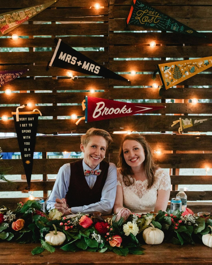 Mrs + Mrs Wedding Pennant