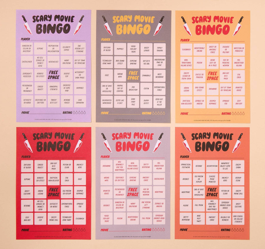 Halloween Cheesy Movie Bingo Game by Your Gal Kiwi—Scary (Halloween)