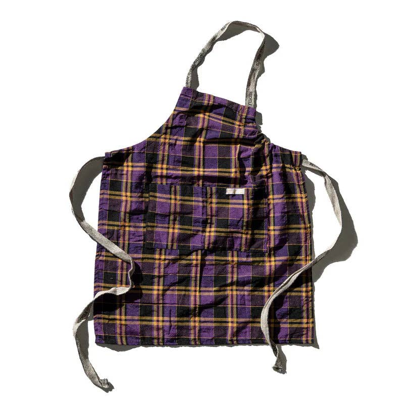 Recycle Cotton Check Apron Purple Mix