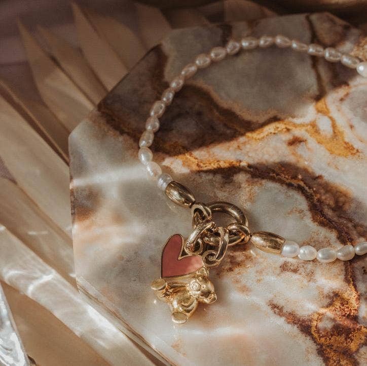 Pink Heart Charm in sterling silver