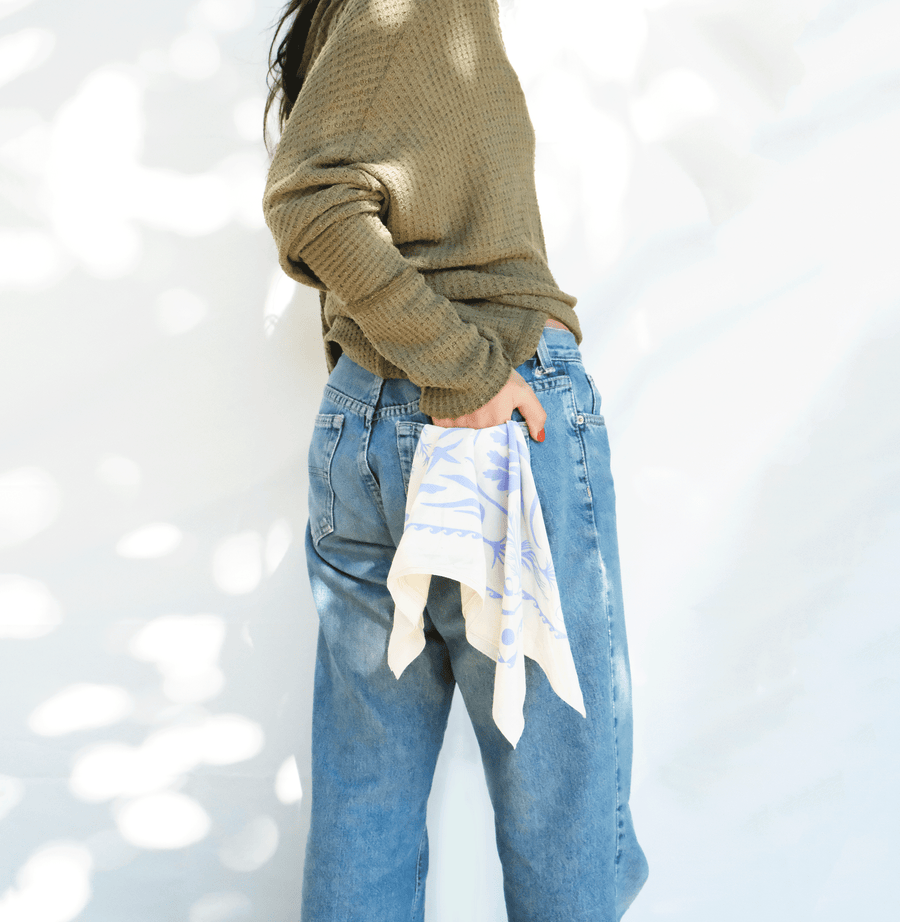 Tides Bandana: White on Stone
