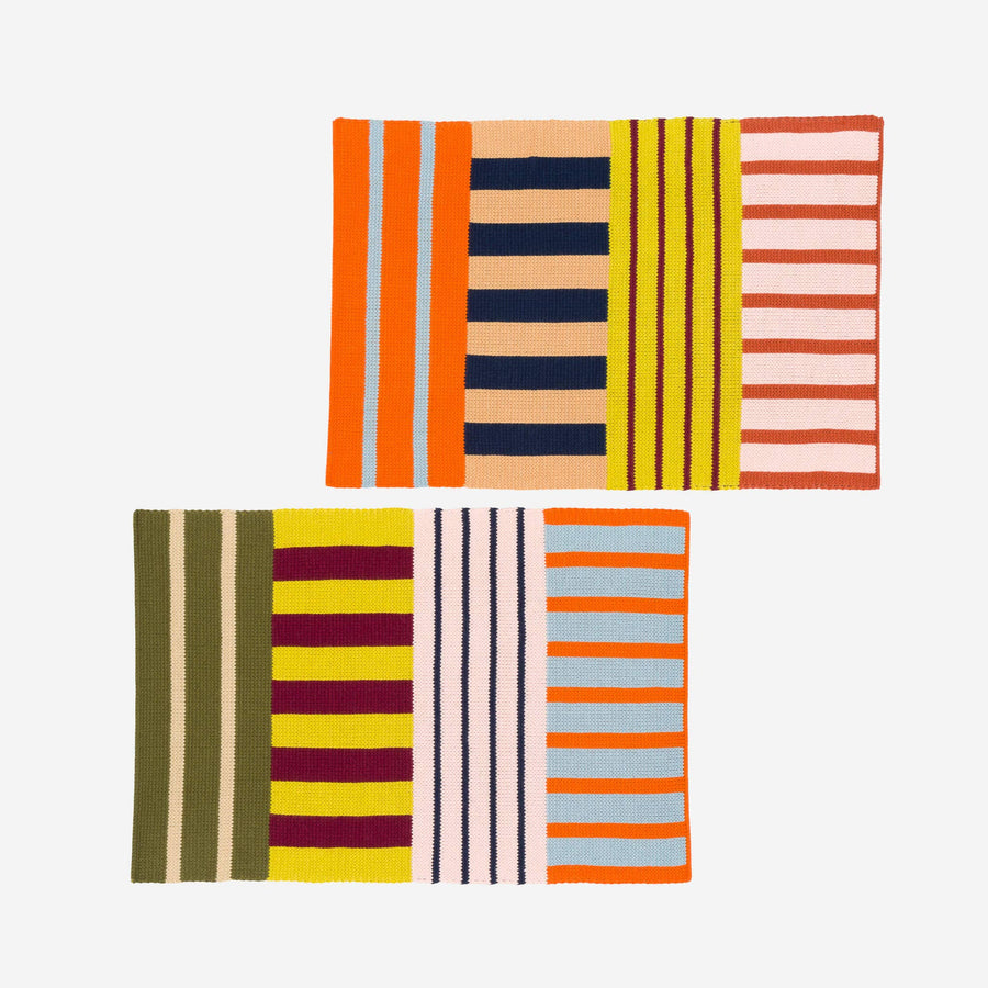 Patchwork Stripe Knit Placemat Set