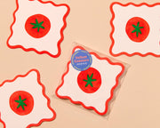 Crudite Letterpress Vellum Coasters - Tomato (Set of 4) - Food, Vegetable, Fruit, Summer, Garden, Tomato Girl - Dinner Party, Housewarming Gift, Christmas Gift, Stocking Stuffer