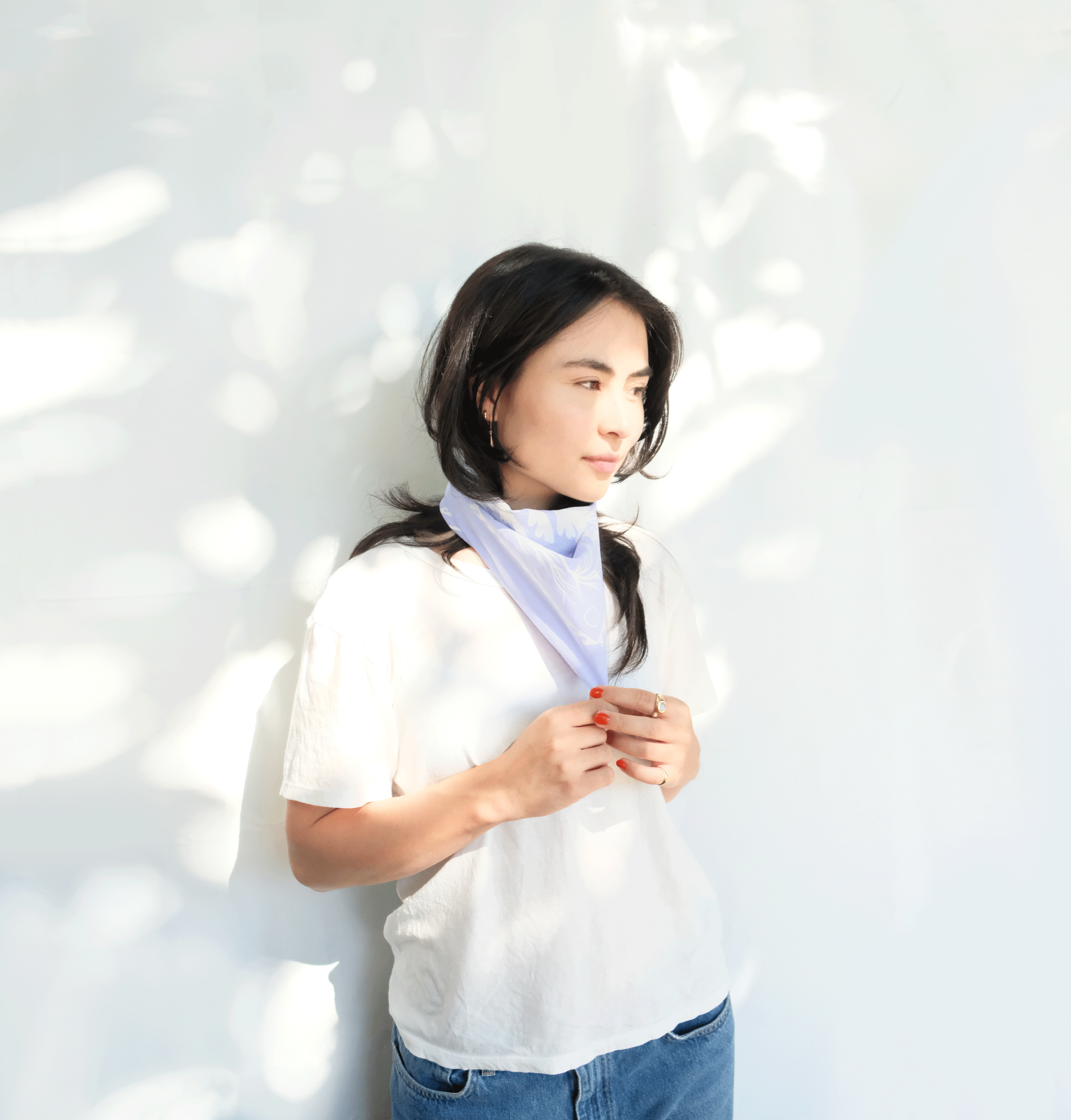 Tides Bandana: White on Stone