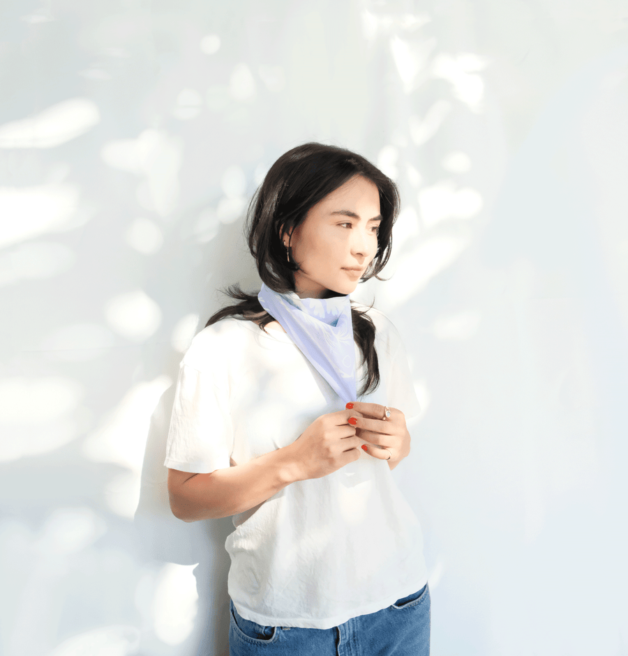 Tides Bandana: White on Stone