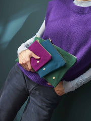 100% organic cotton pouch - purple - gold zipper - ecofriendly