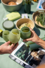 Sage + olive | stemm | silicone unbreakable wine glasses