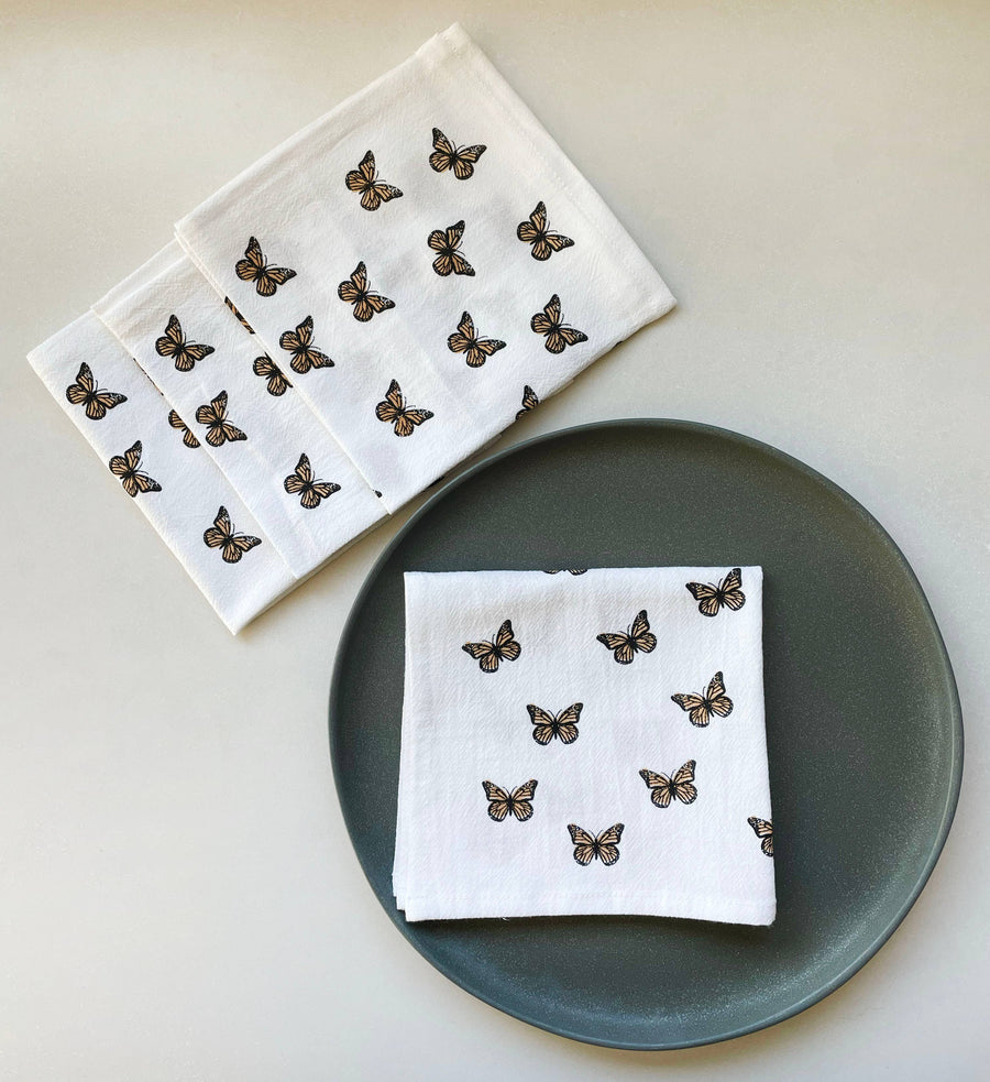 Cotton cloth napkins SET OF 4 -Butterfly