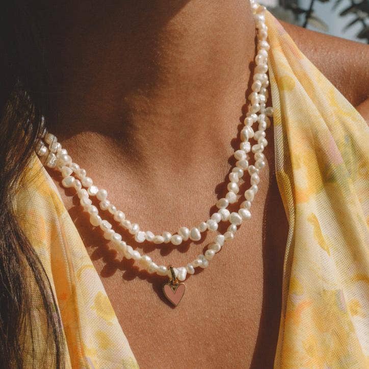 Pink Heart Charm in sterling silver