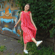 Chloe Shoulder Tie Sun Dress in Bloom Cabana Stripe