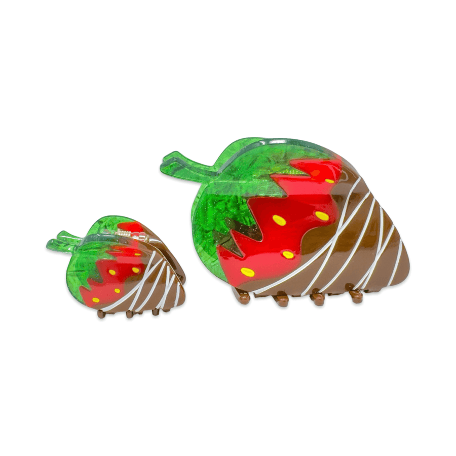 Mini Chocolate Covered Strawberry Hair Claw Clip