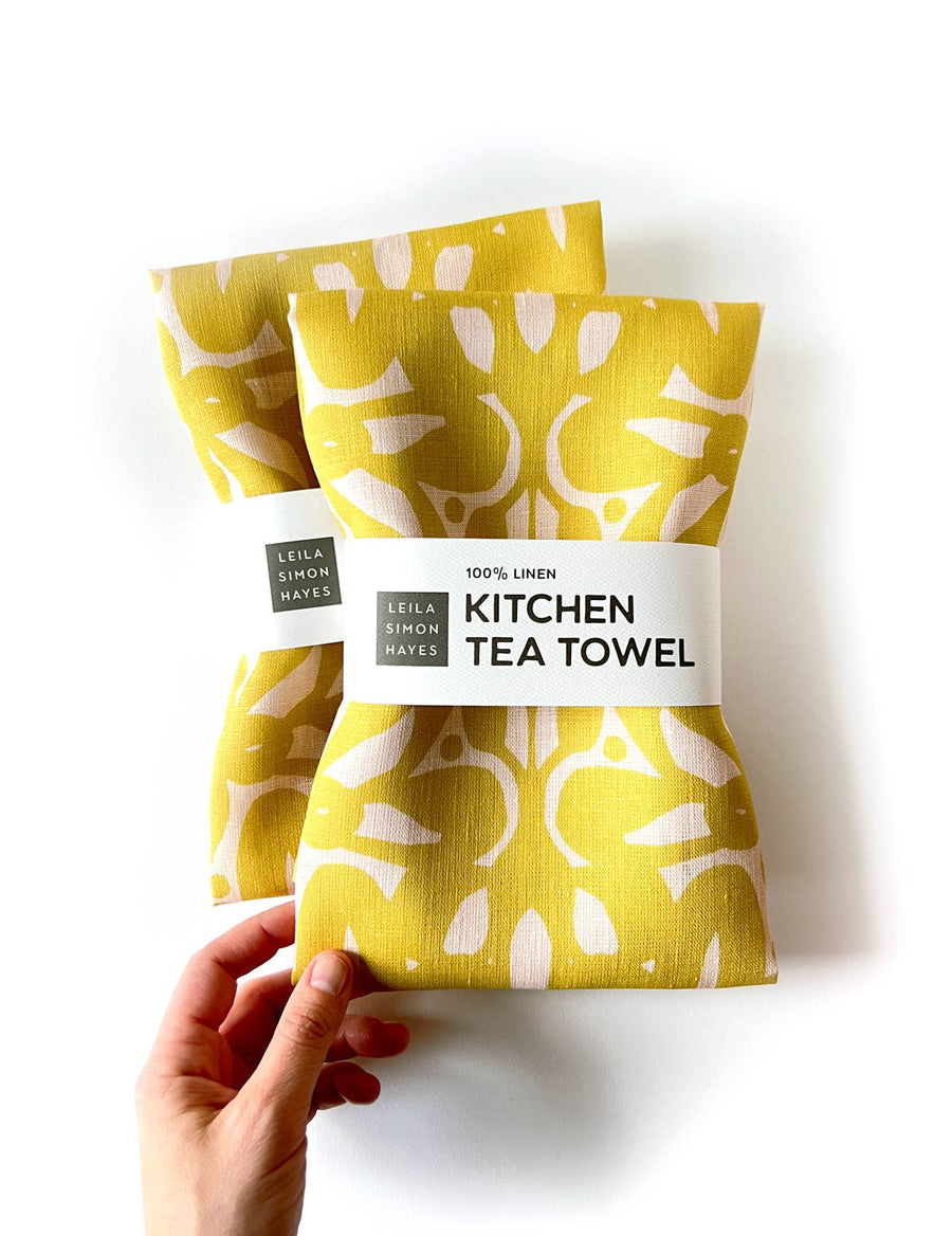 Trellis Tea Towel, yellow