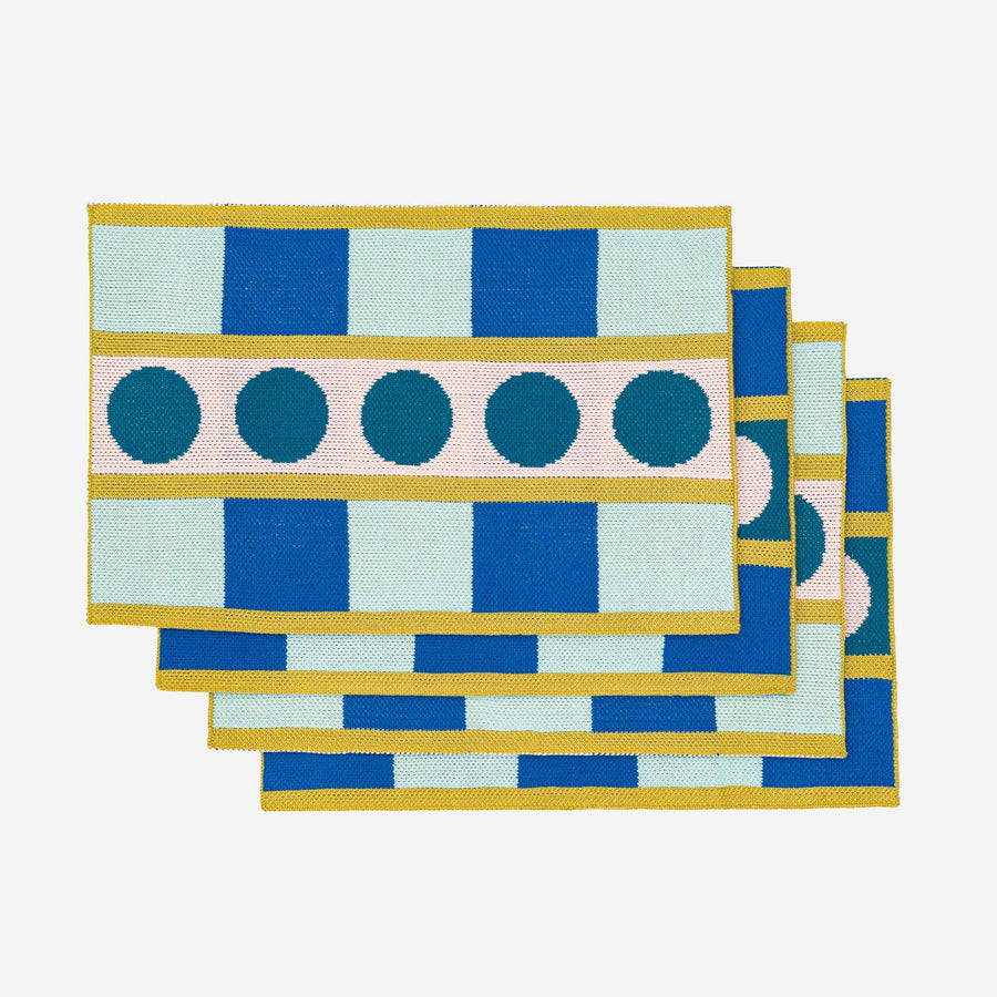 Stripe Dot Placemat Set: Ruby