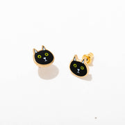 Cat Enamel Stud Earrings