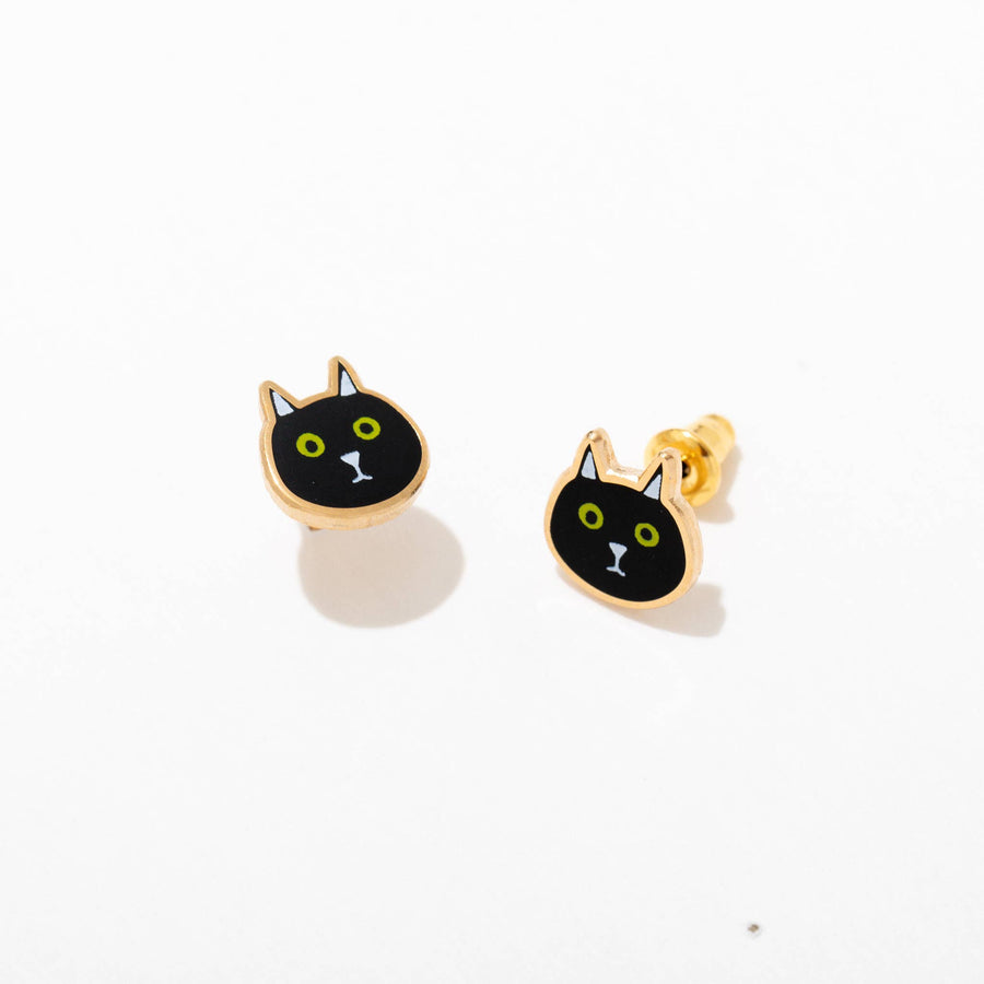 Cat Enamel Stud Earrings