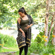 Black Modern Women's Kimono Robe - Beach Coverup | Mansa