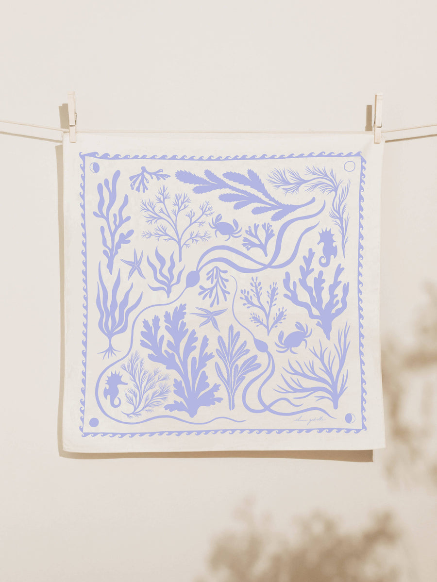 Tides Bandana: White on Stone