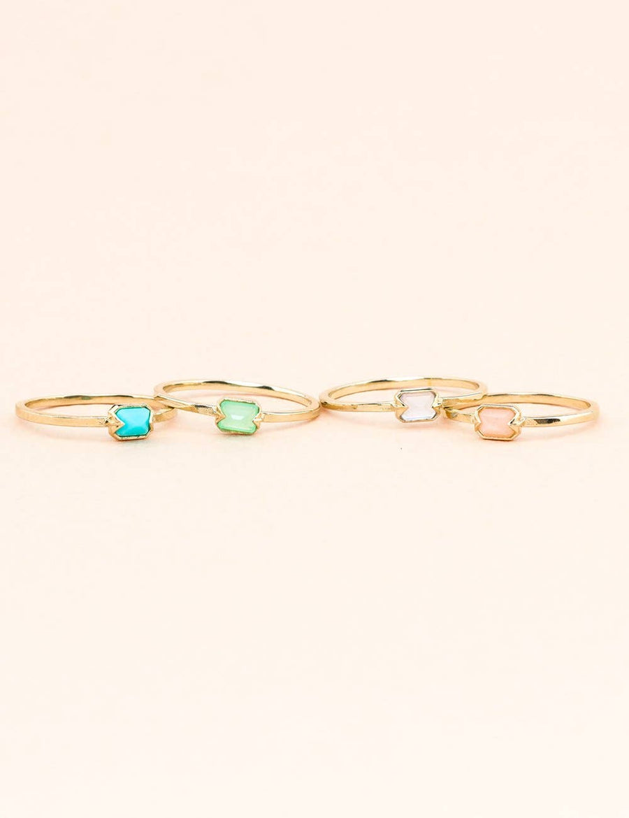 Far Out Ring - recycled sterling, recycled gold, Chrysoprase, Moonstone, Chalcedony