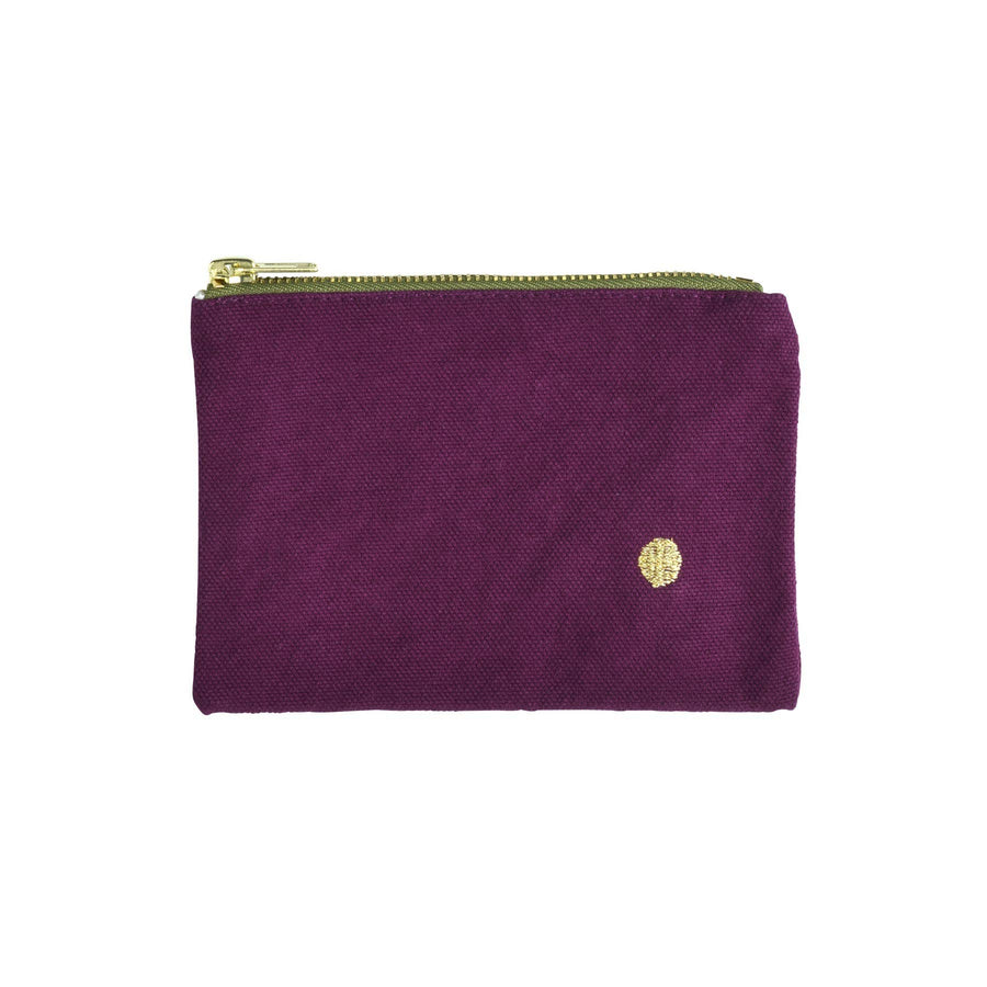 100% organic cotton pouch - purple - gold zipper - ecofriendly